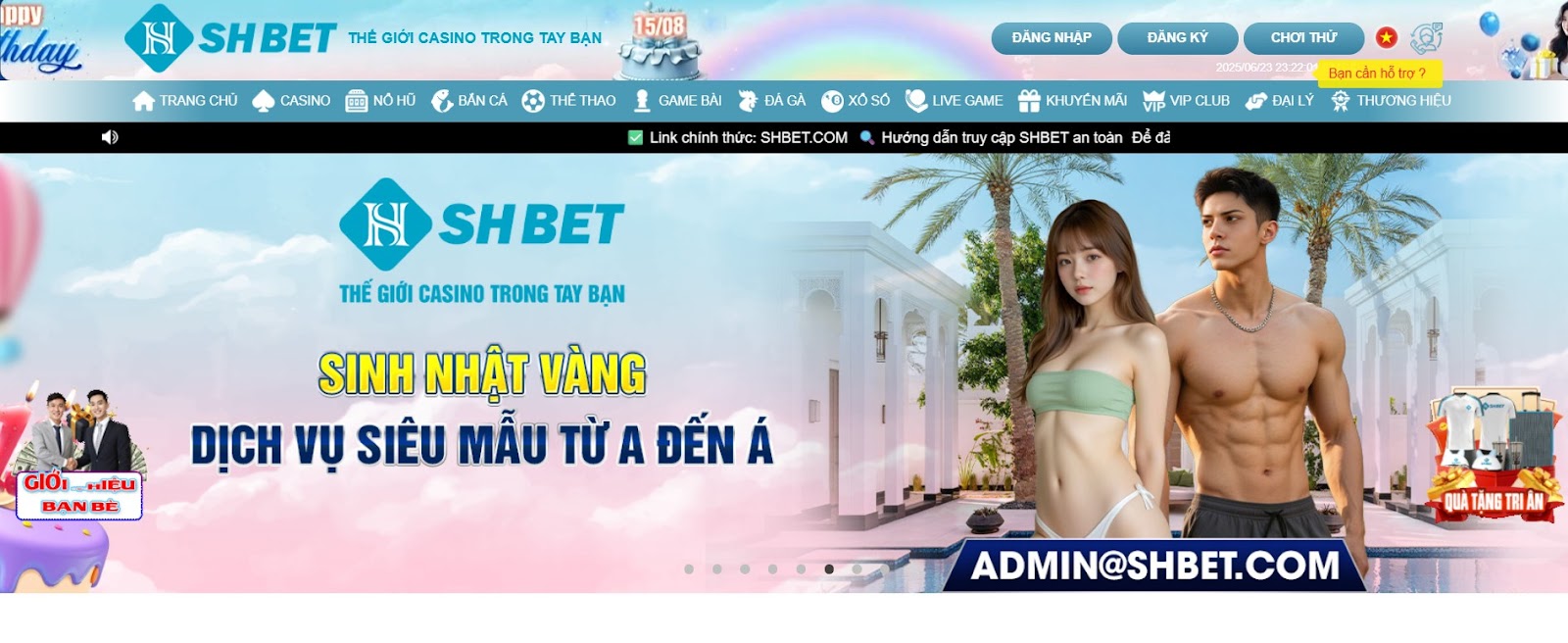 Truy cập website chính Shbet88